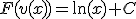 F(v(x))=\ln(x)+C